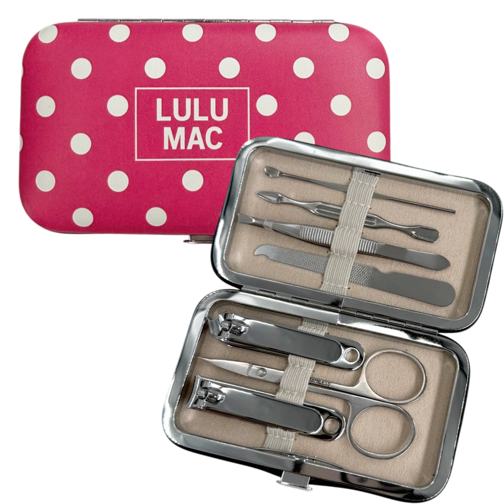 Hot Pink/White Dot Manicure Set