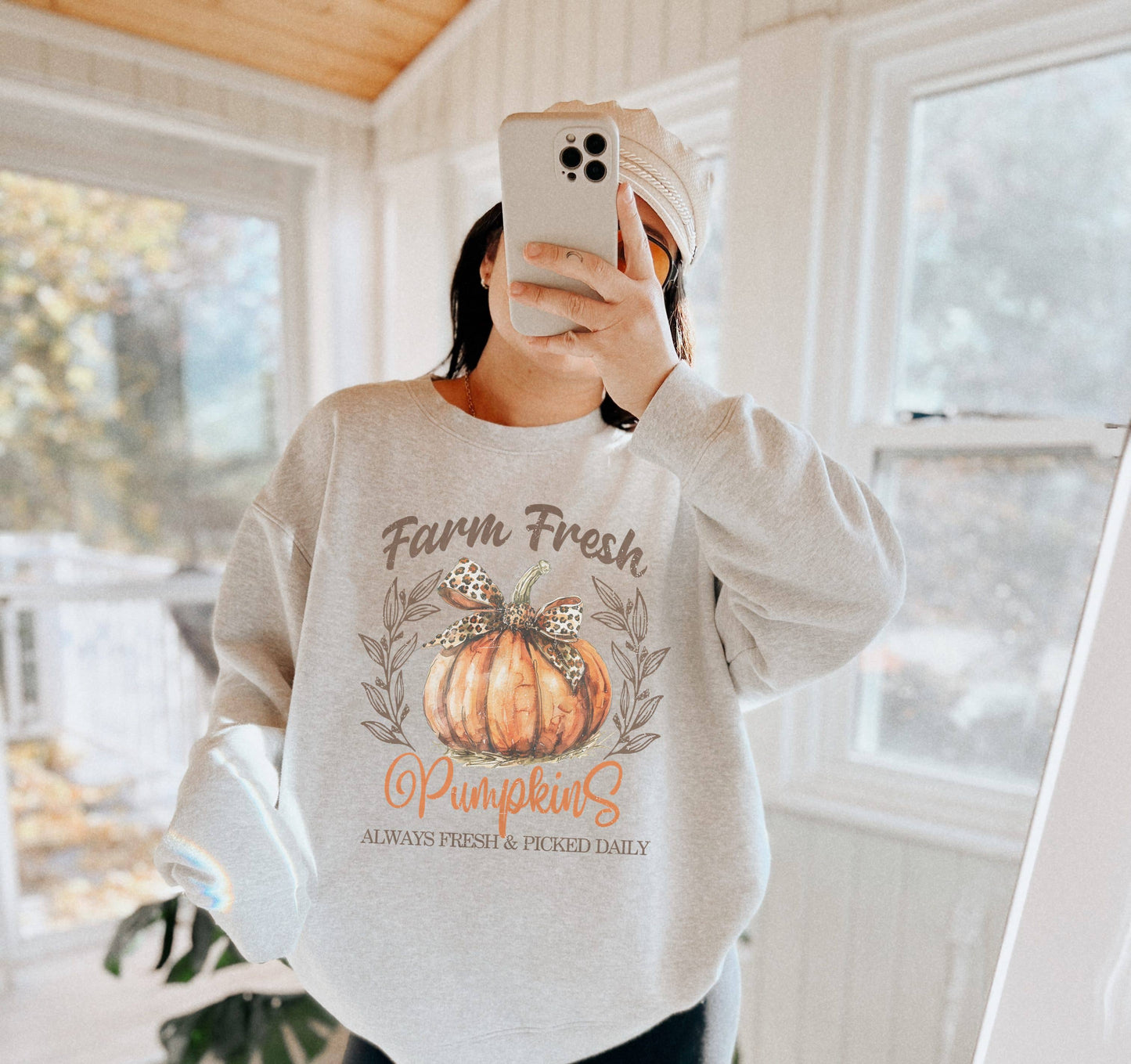 Farm Fresh Pumpkins Fall Crew Neck Sweatshirt