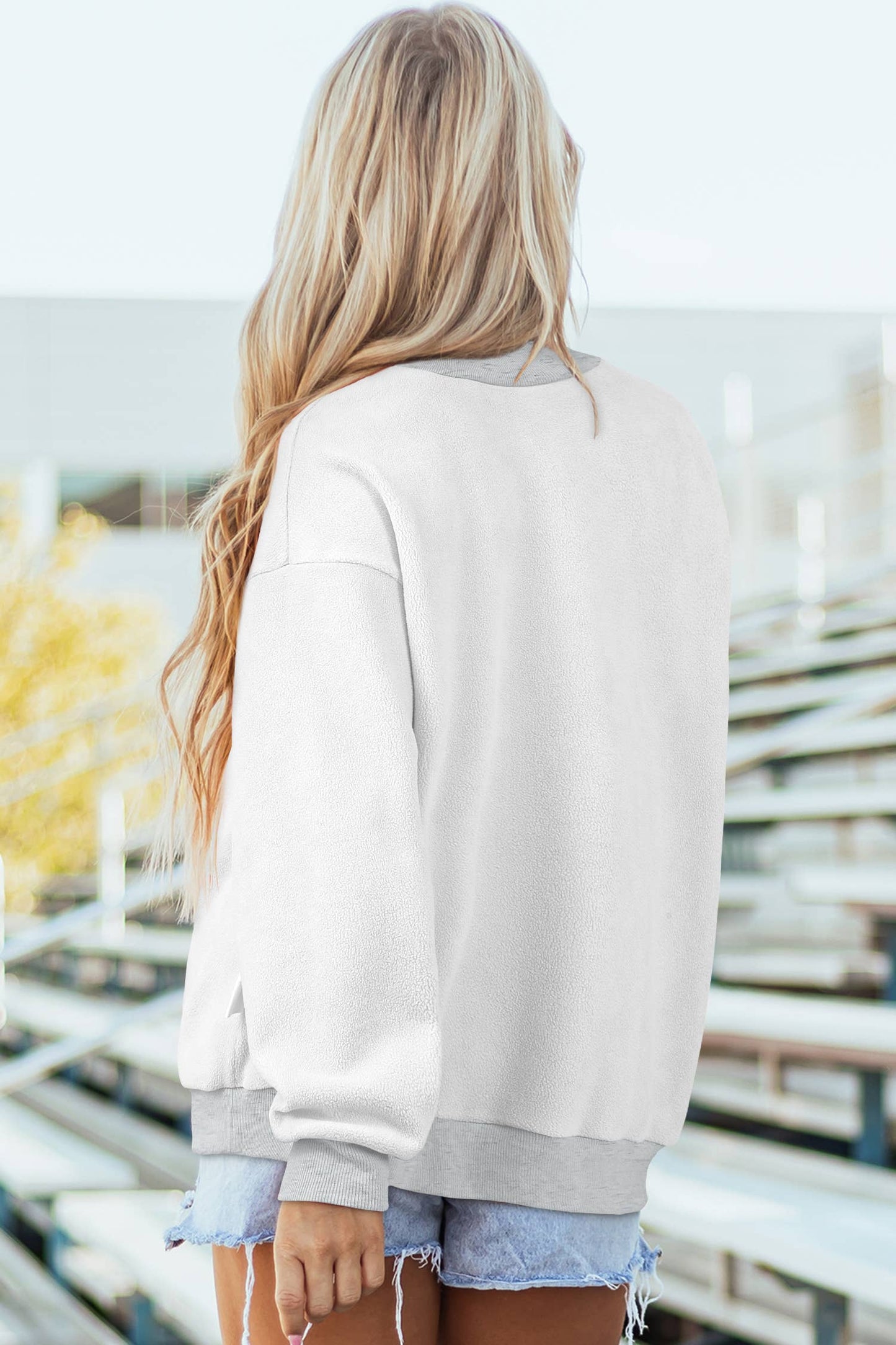 Polka Dot FAITH Print Mock Neck Sweatshirt