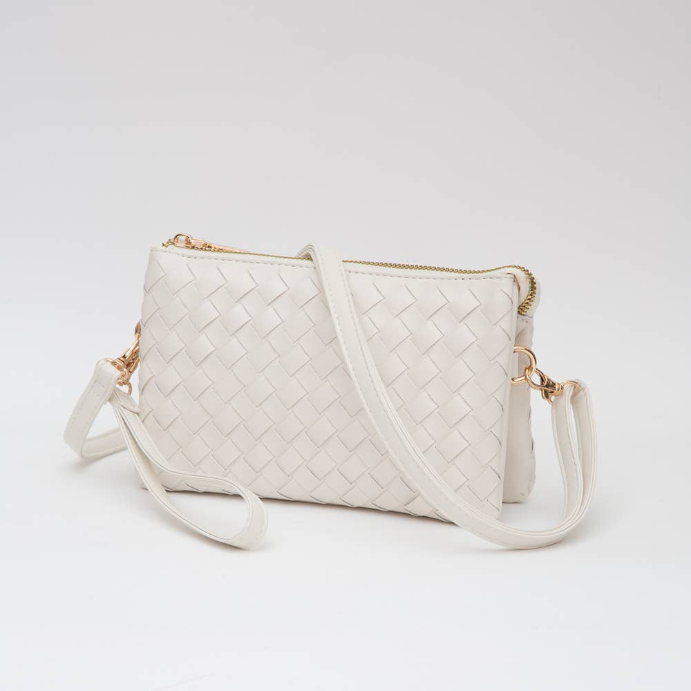 The Shai Vegan Leather Basket Weave Crossbody Bag