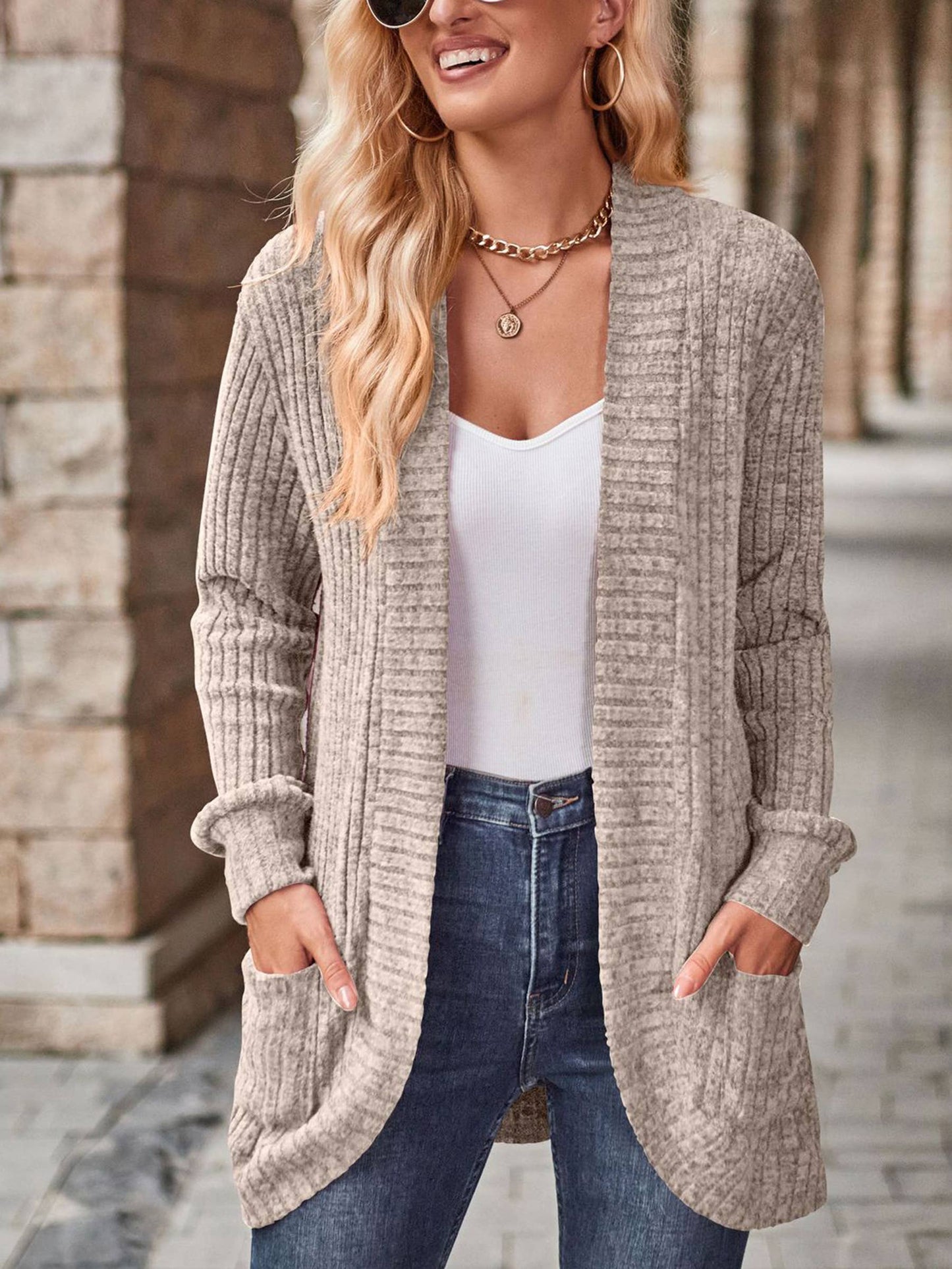 Striped Casual Long Sleeved Cardigan