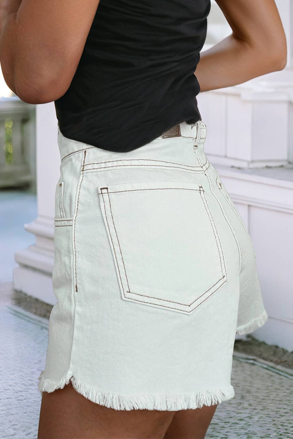 Raw Hem High Waist Denim Shorts