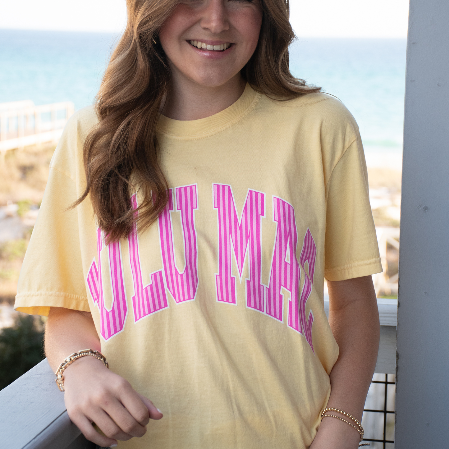 LULU MAC Stripe Butter Comfort Colors Tee