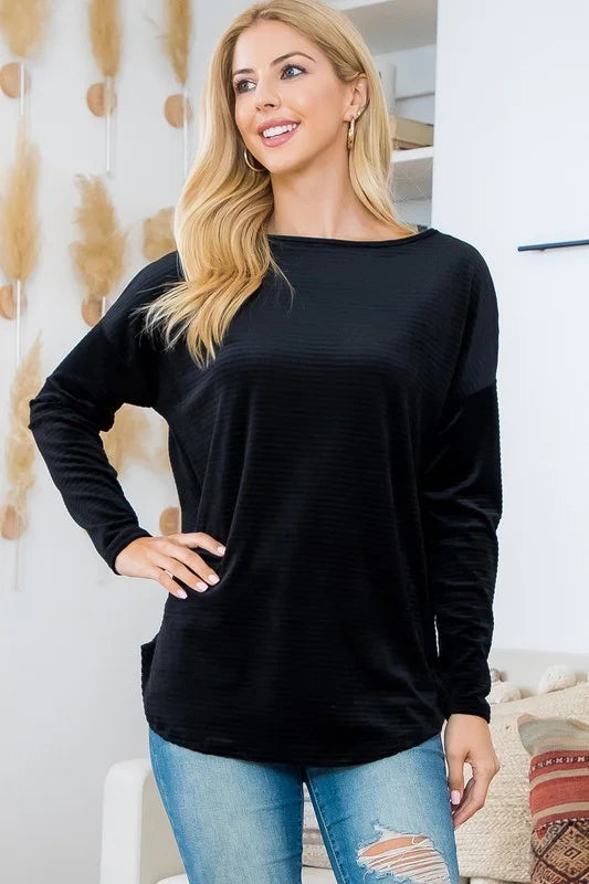 Boat Neck Velvet Top
