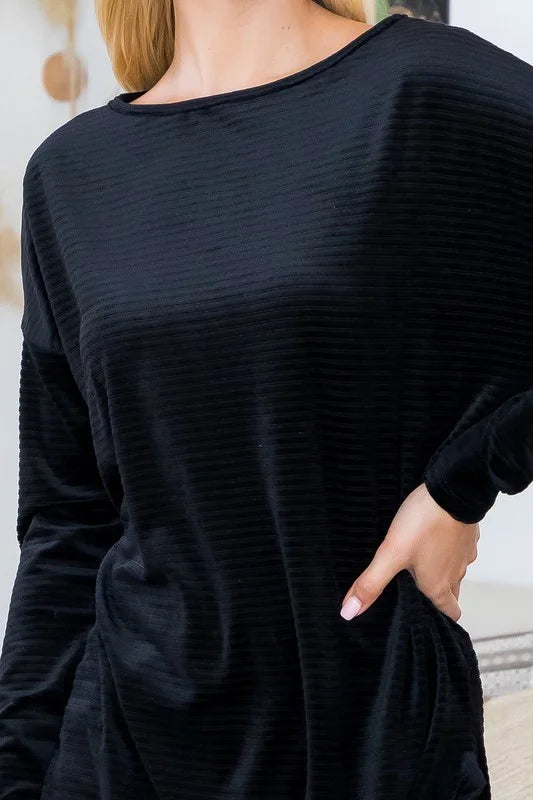 Boat Neck Velvet Top