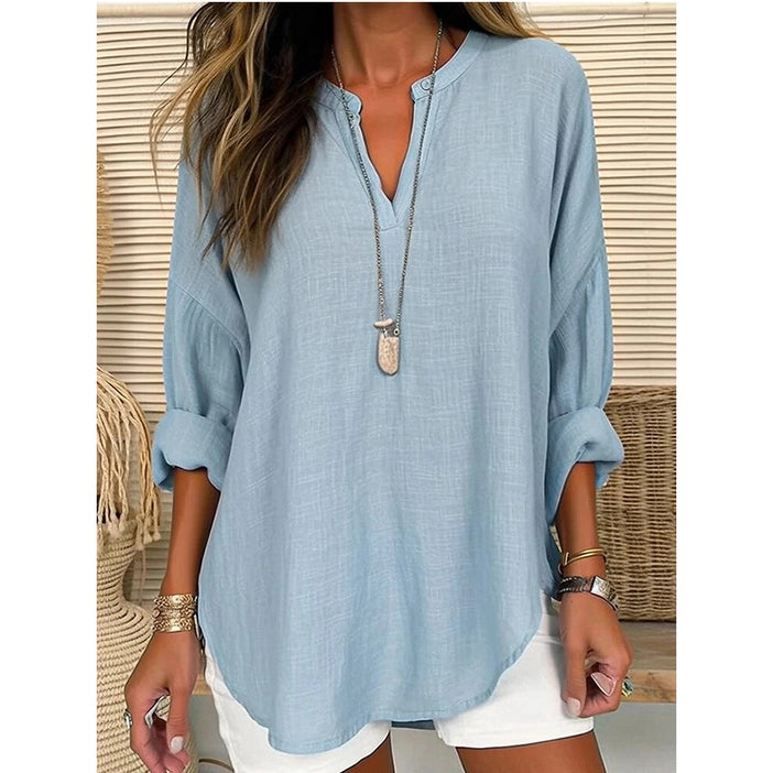 Linen V-Neck Top