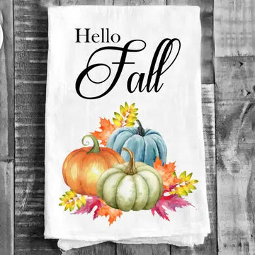 Hello Fall Colorful Pumpkin Towel