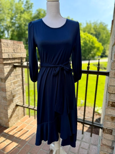 Solid 3/4 Sleeve Dress