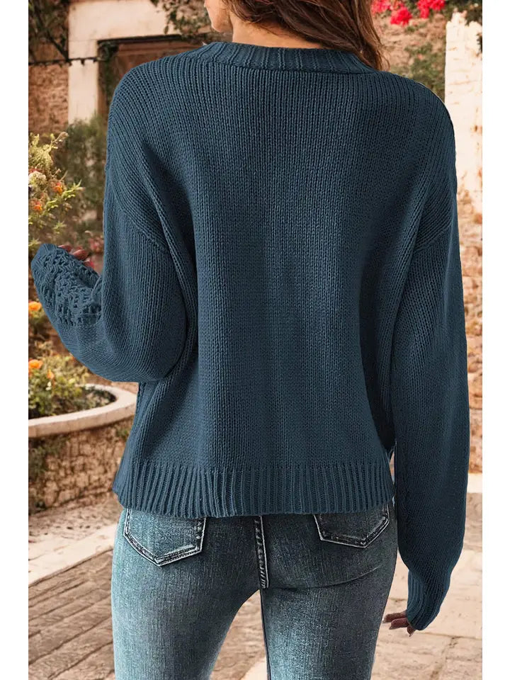 Knit Drop Shoulder Sweater Cardigan