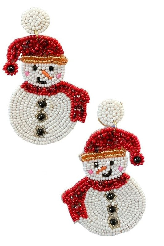 Santa Beaded Snowman Earrings