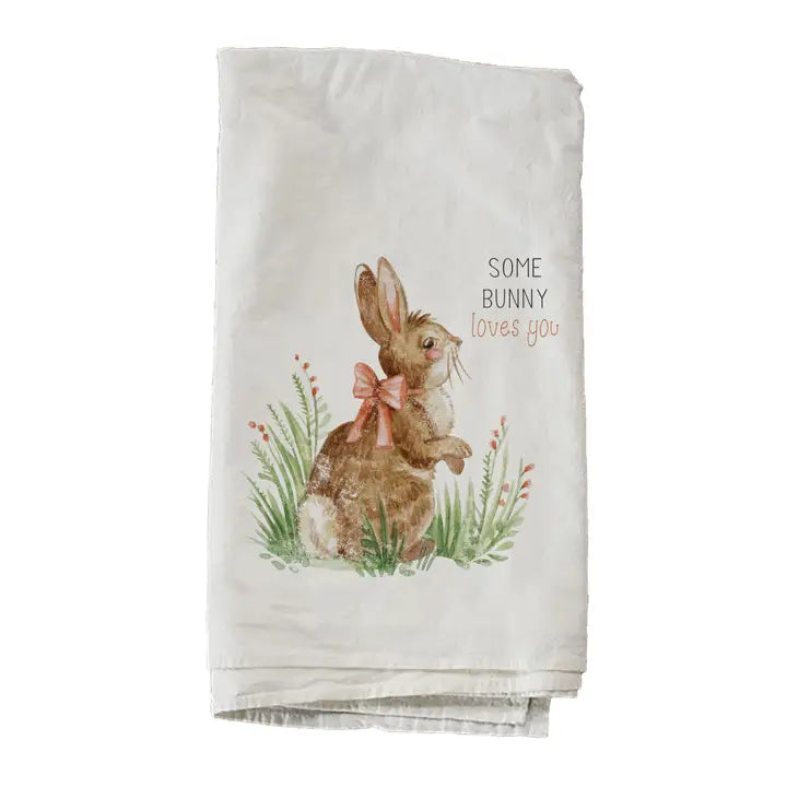 Some Bunny Loves You tea towel