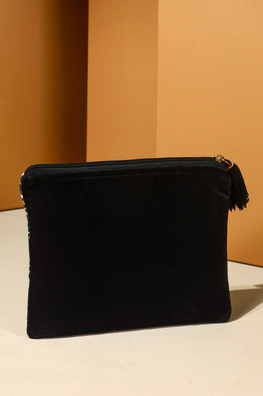 Velvet Metallic Quilted Pouch