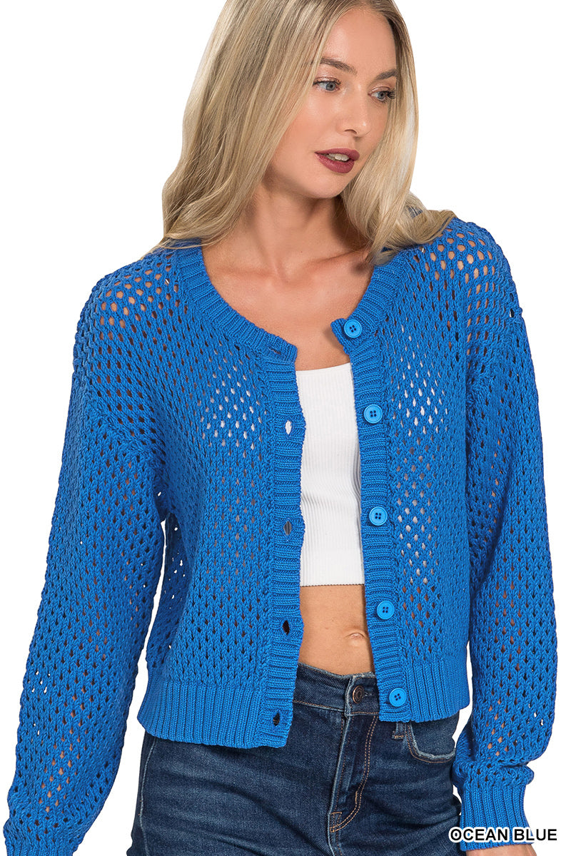 Ocean Blue Crochet Cardigan