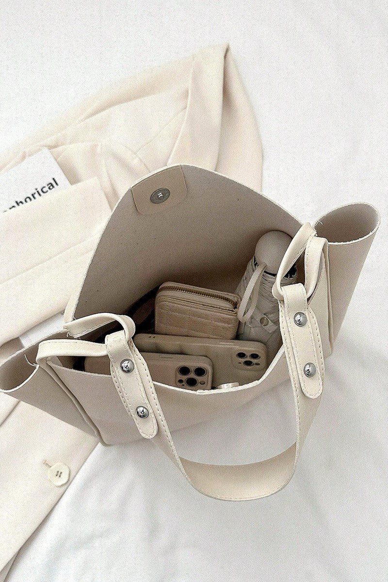 Simple trendy vegan leather shoulder pouch bag