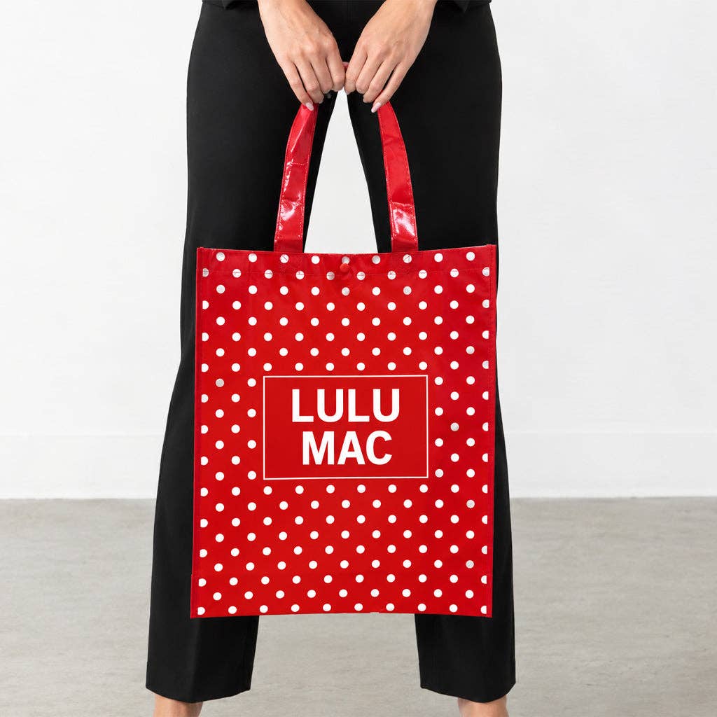 LULU MAC REUSABLE TOTE - RED/WHITE DOT