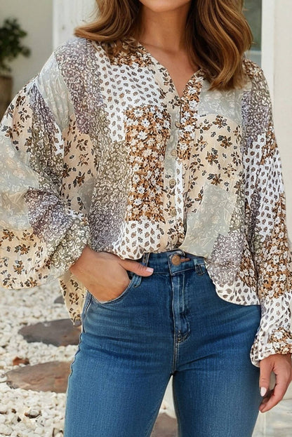 Floral Patchwork Long Sleeve Shirt