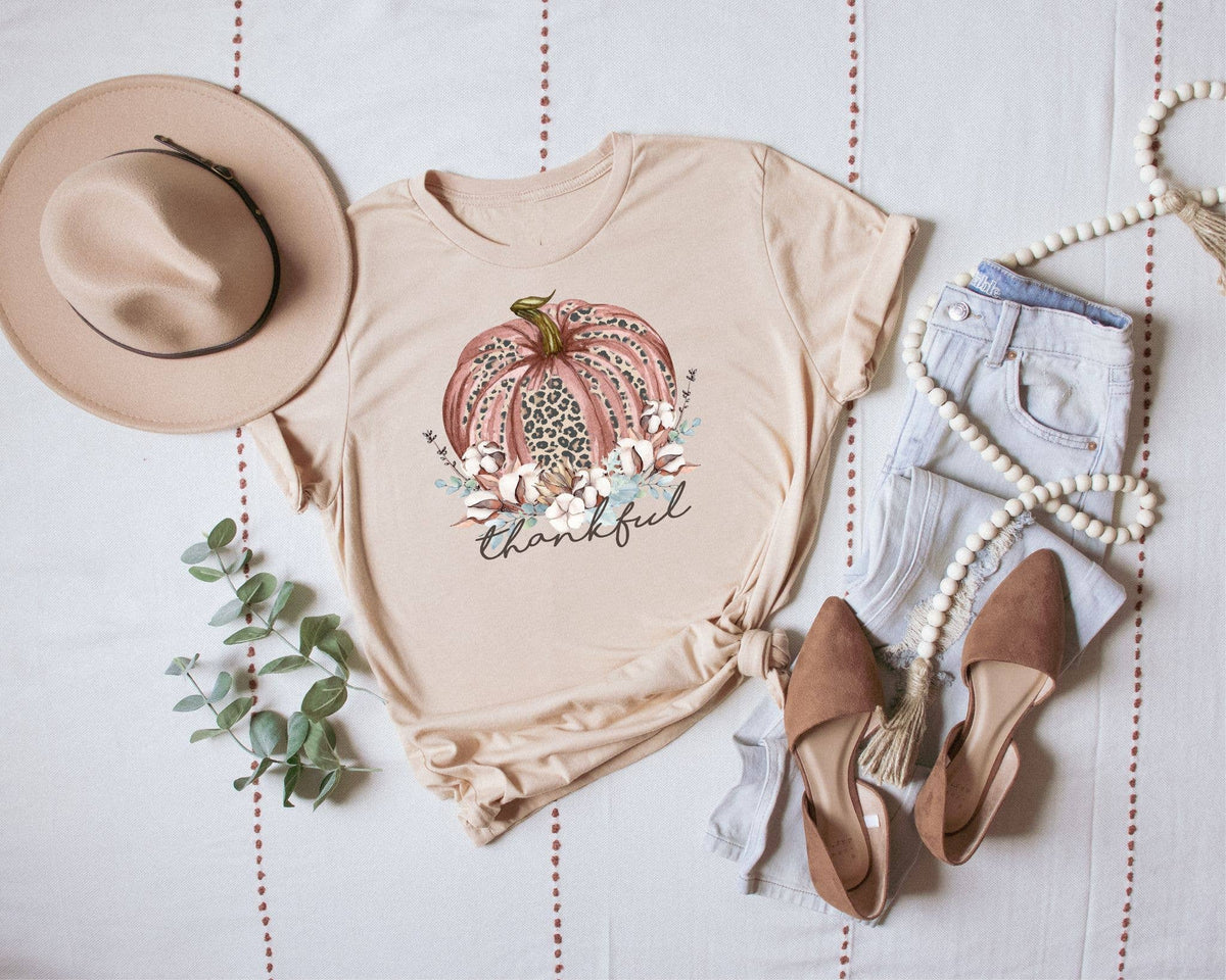Leopard Thankful Pumpkin Tee