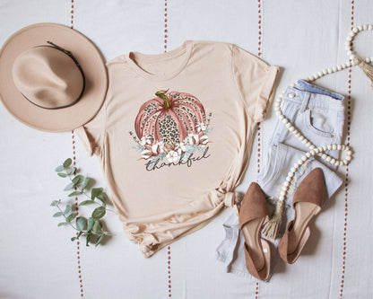 Leopard Thankful Pumpkin Tee