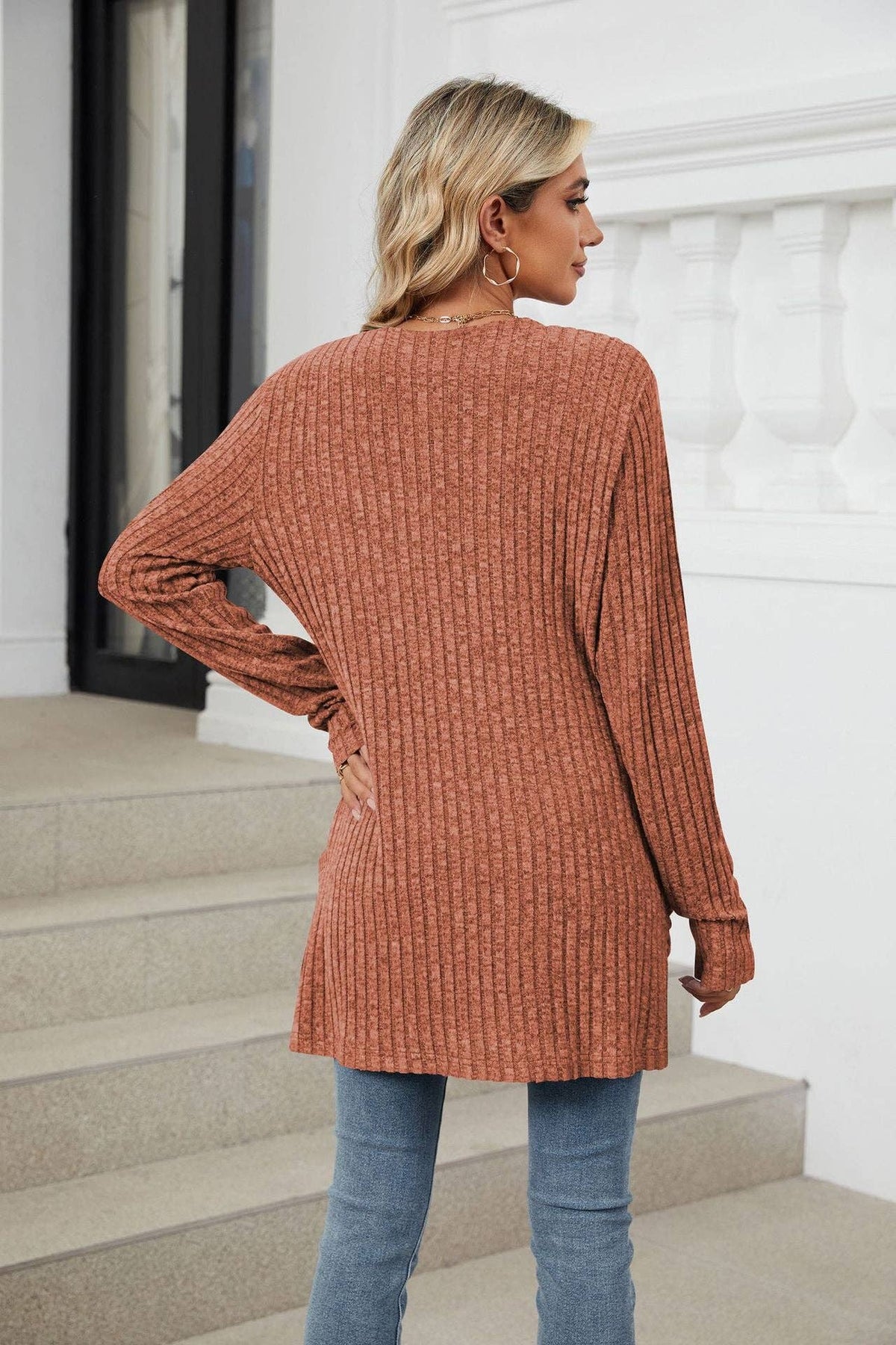 Orange Pocket Cardigan
