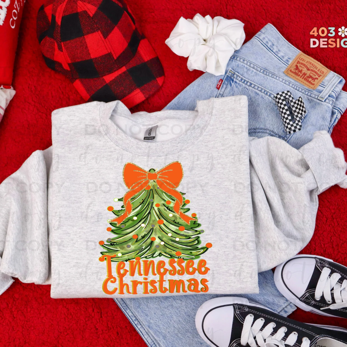 Tennessee Christmas Tree Bow Sweatshirt
