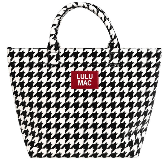 LULU MAC TOTE BAG HOUNDSTOOTH W/ CRIMSON PATCH