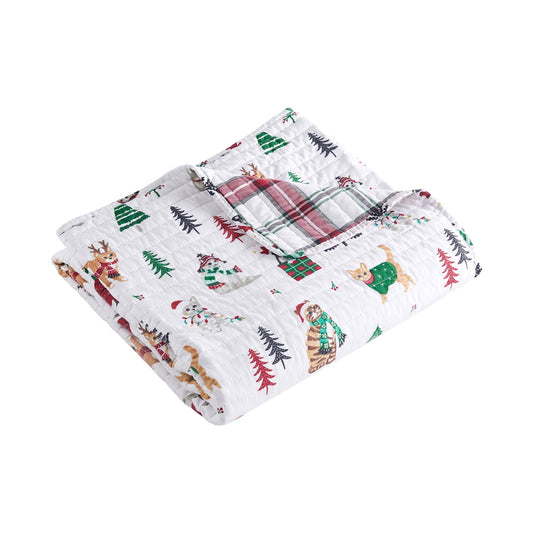 Meowy Christmas Quilted Throw