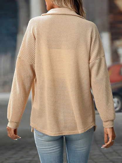 Waffle Knit Casual Fall Cardigan