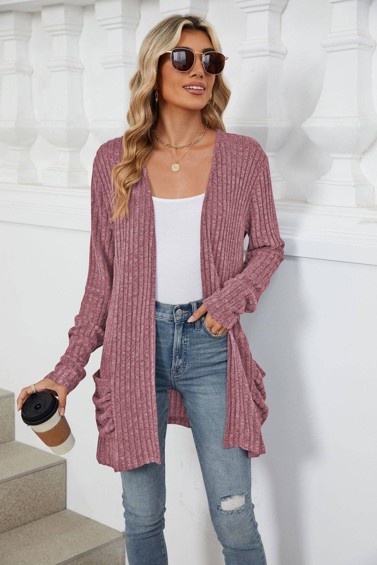 Mauve Pocket Cardigan