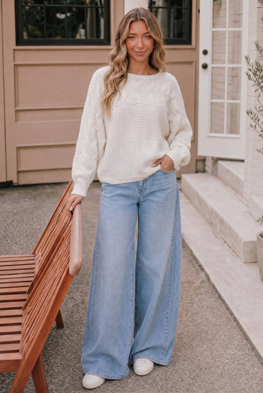 Ivory Cozy Cable Knit Sweater
