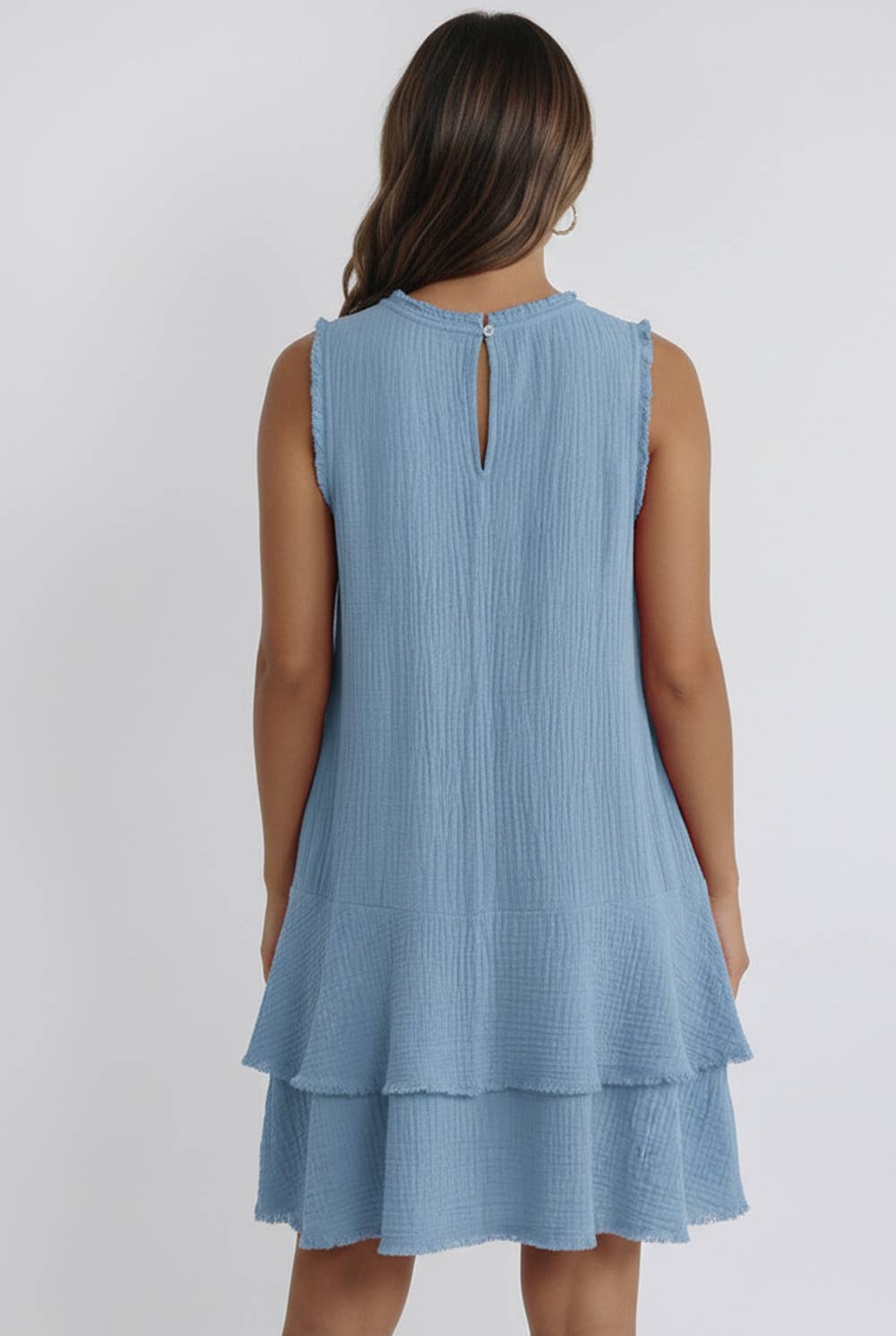 ROUND NECK COTTON DRESS WITH SIDE POCKETS