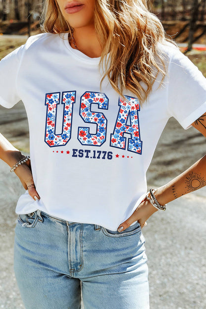 USA Floral EST 1776 T-Shirt