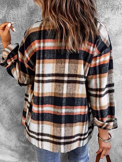 Orange Blue Plaid Shacket