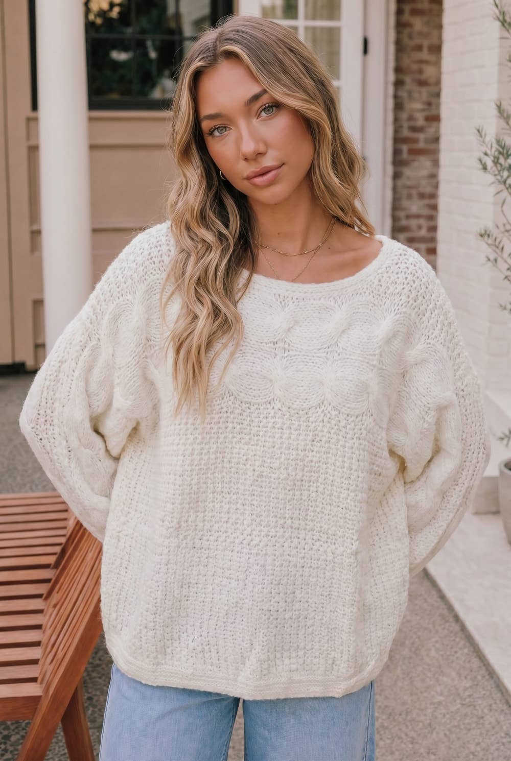 Ivory Cozy Cable Knit Sweater