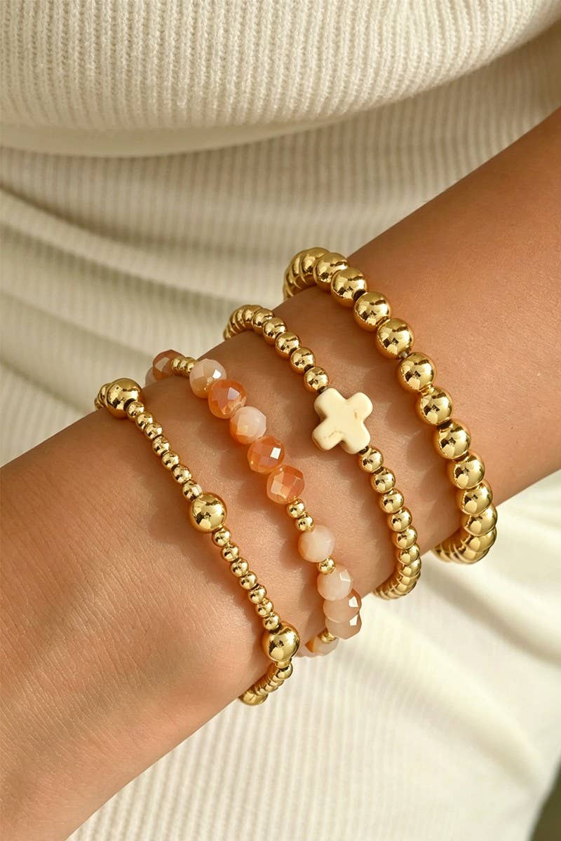 Boho Cross Beaded Stretch Bracelets