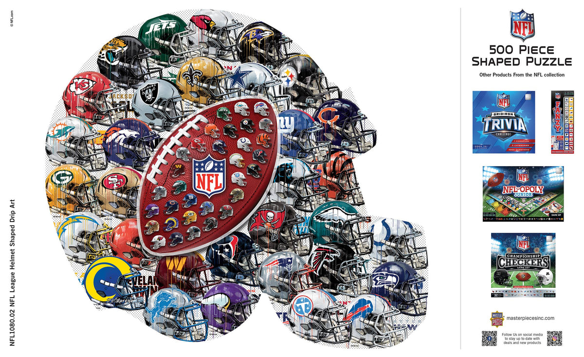 NFL - Helmet Drip Art 500 Piece Shaped Puzzle