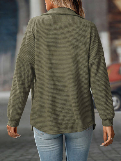Waffle Knit Casual Fall Cardigan