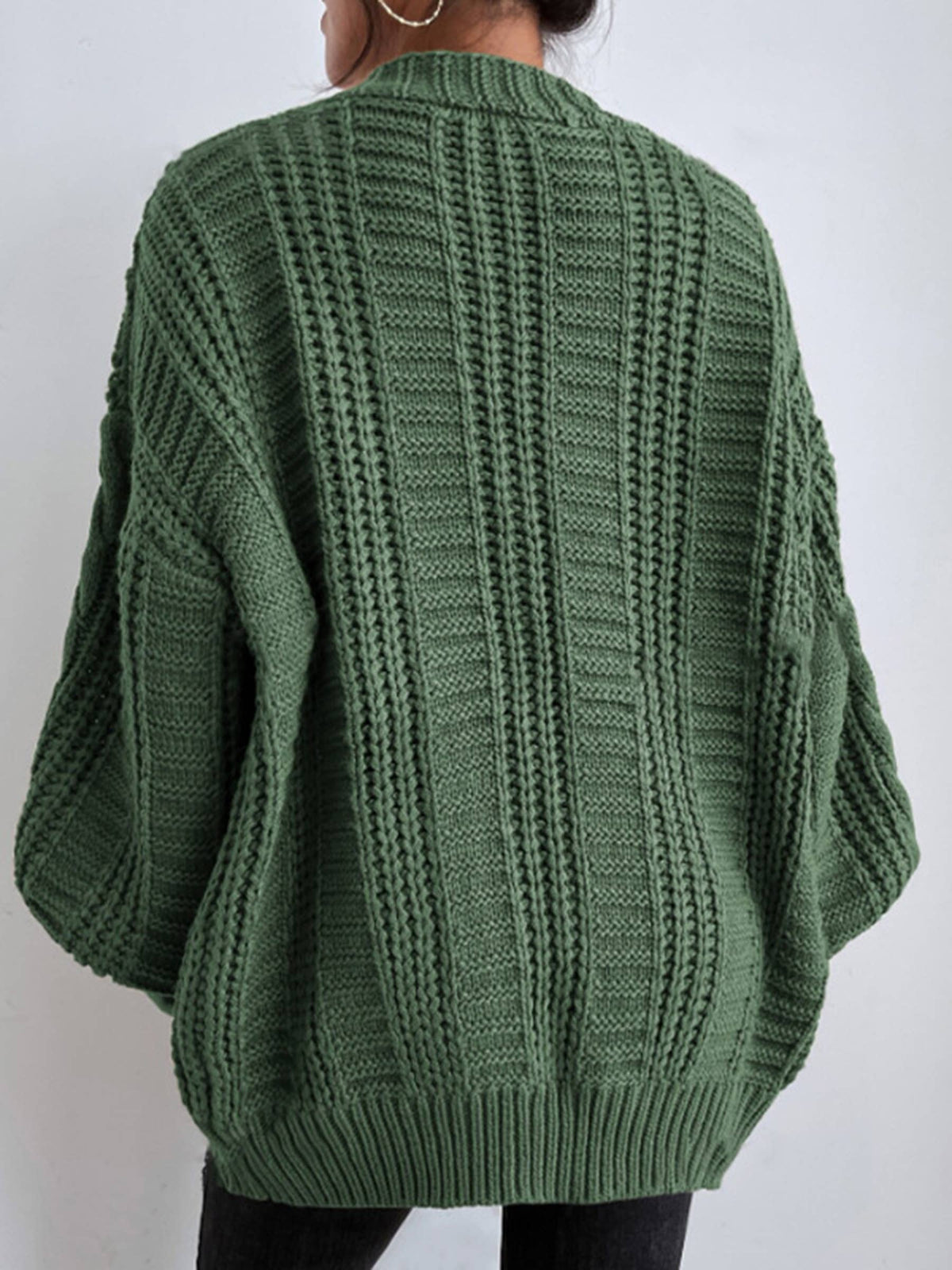 Loose Knit Lantern Sleeve Cardigan
