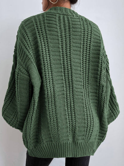 Loose Knit Lantern Sleeve Cardigan