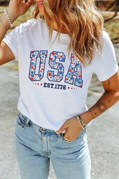 USA Floral EST 1776 T-Shirt