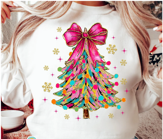 CHRISTMAS TREE WATERCOLOR CREWNECK TEE