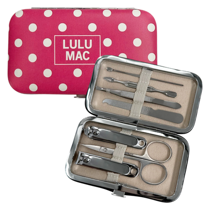 Hot Pink/White Dot Manicure Set