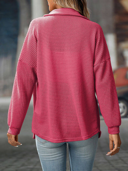 Waffle Knit Button-Up Shirt