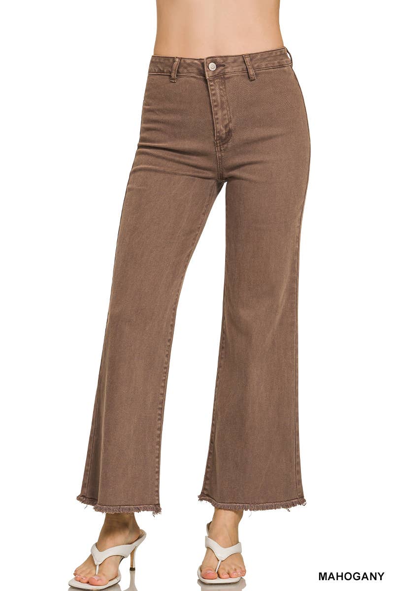 Mahogany Acid Washed Frayed Jeans