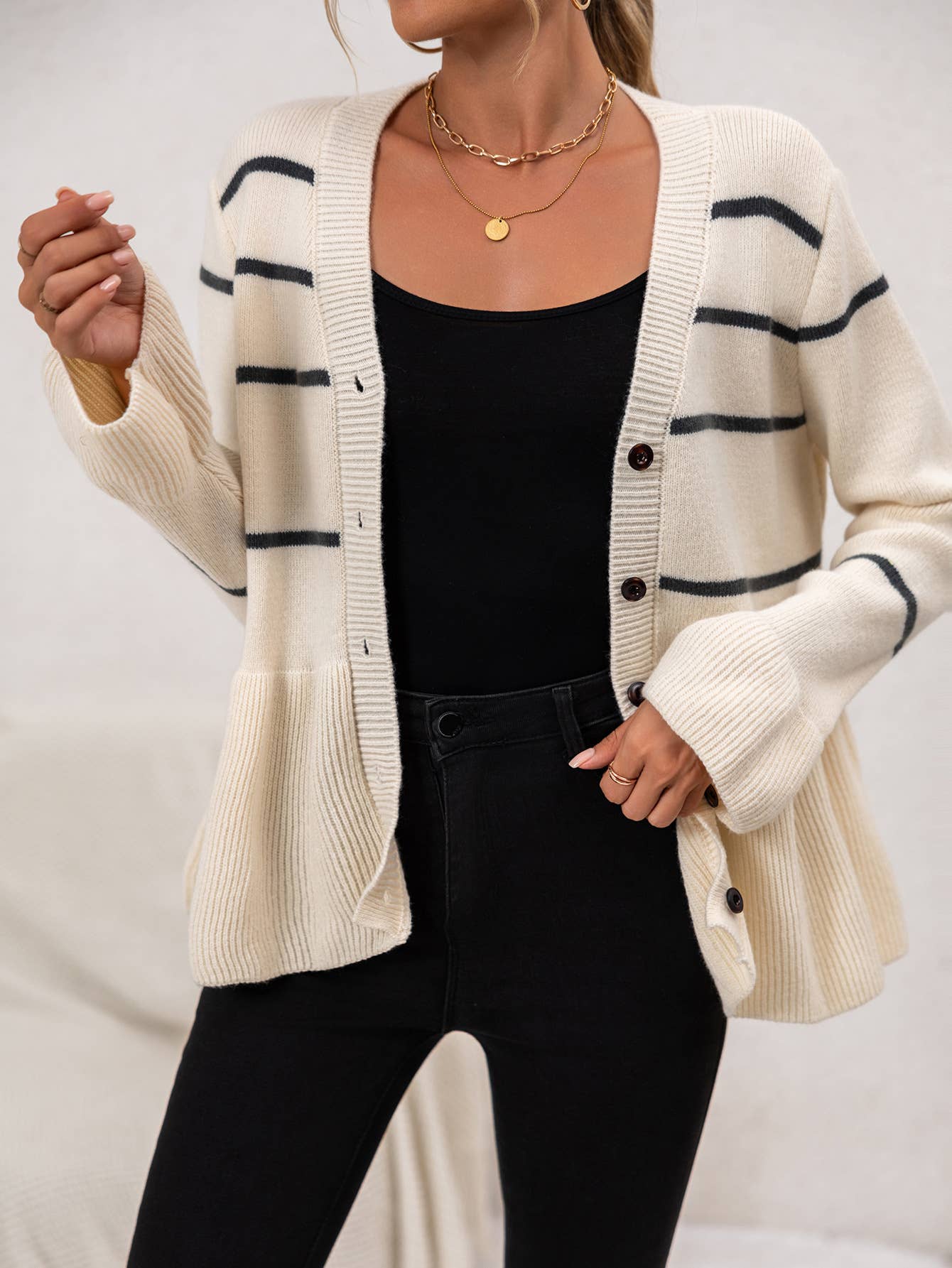 Striped Ribbed Cardigan