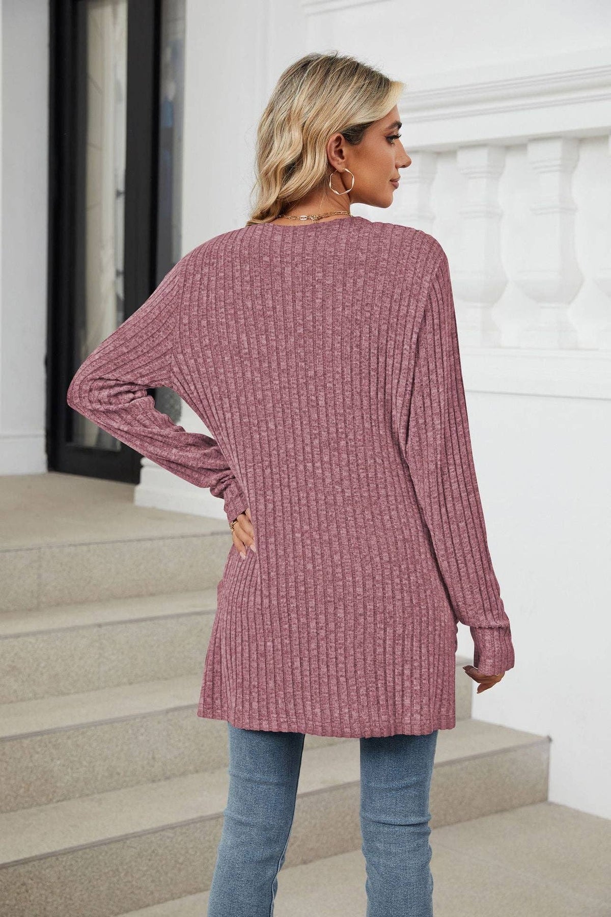 Mauve Pocket Cardigan