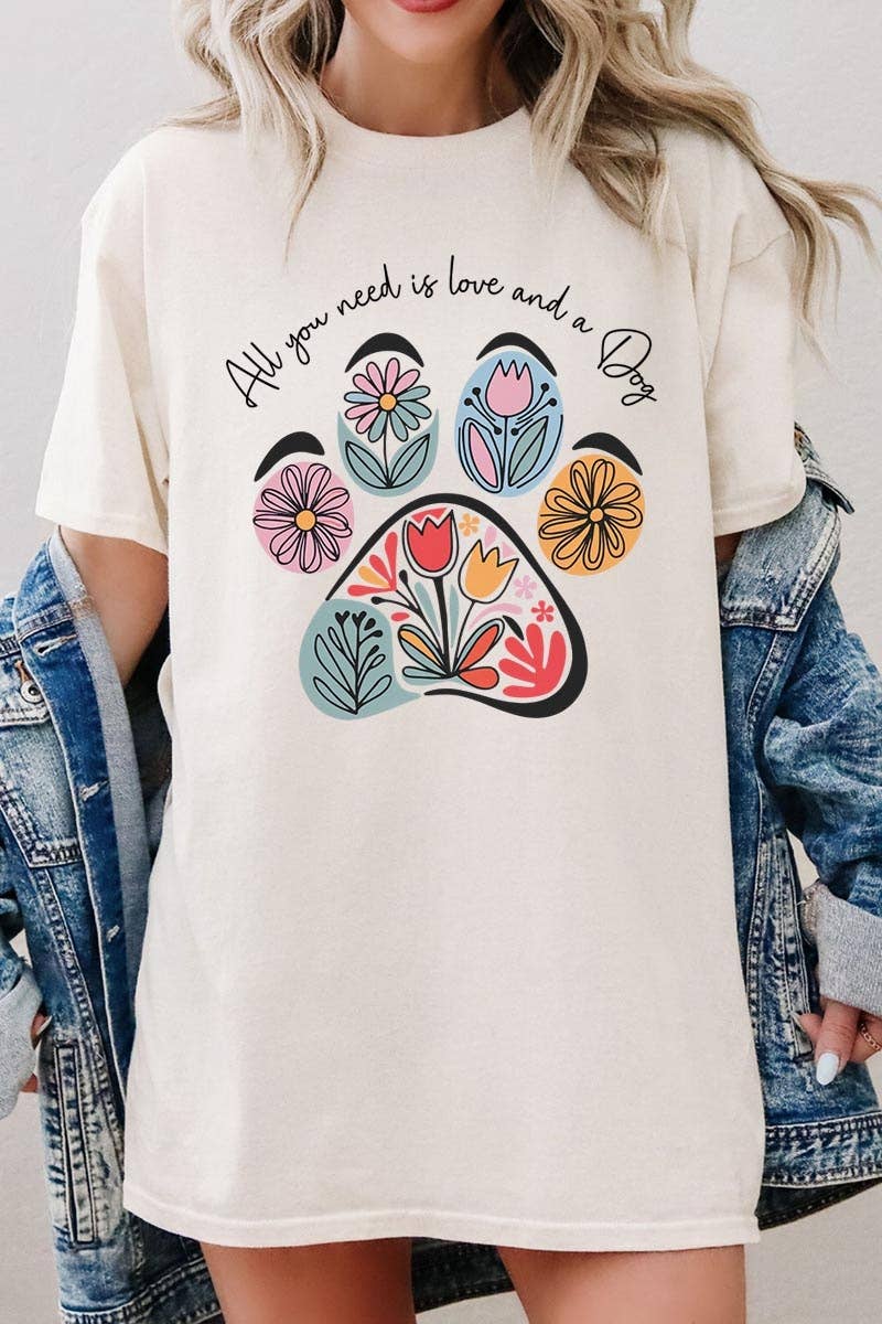 All You Need is Love And A Dog Graphic Cotton Tee