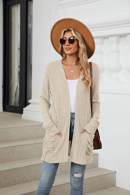 Apricot Pocket Cardigan Sweater