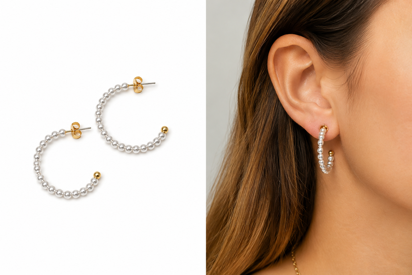 PEARL HOOP EARRINGS