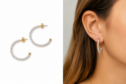 PEARL HOOP EARRINGS