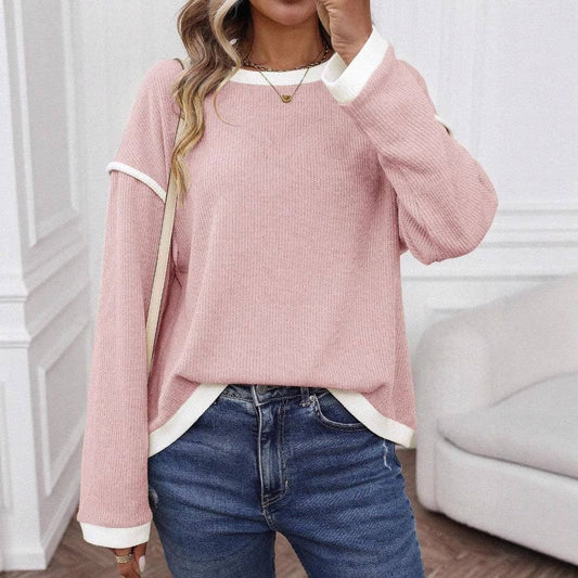Crewneck Knit Long Sleeve Pullover Top